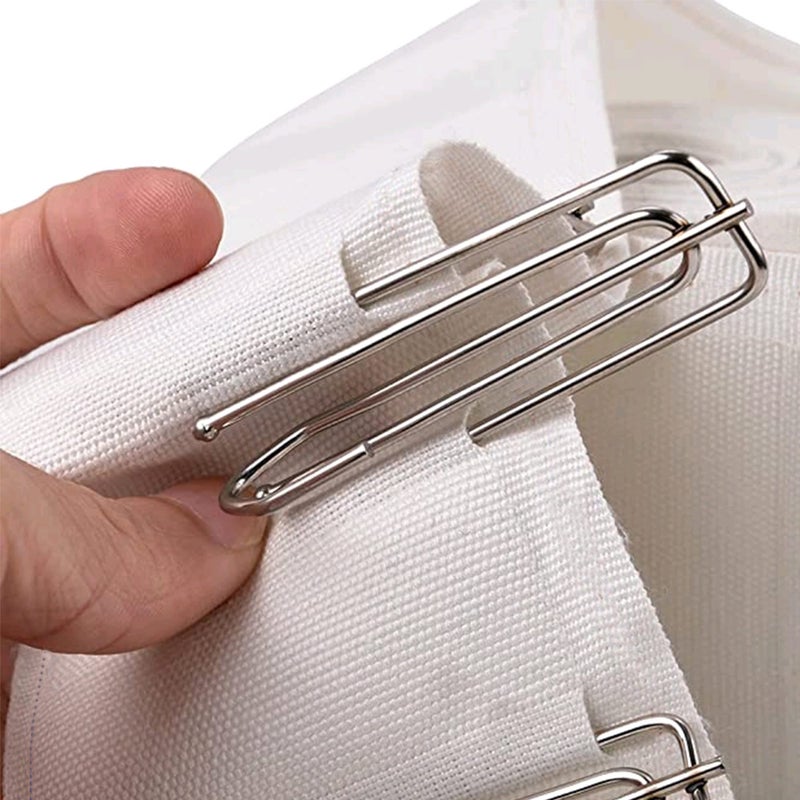 MJMP Pleat Tape for Curtain Heading Vintage Style Small Size with 10 Pcs Stainless Steel 4 Prong Curtain Pleat Hook Clip (6Yard 10 Pack, White) - Image 3